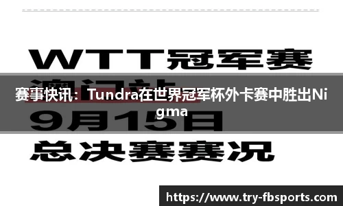 赛事快讯：Tundra在世界冠军杯外卡赛中胜出Nigma